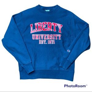 Champion Liberty University Reverse Weave Long Sleeve Crewneck Sweatshirt Size M